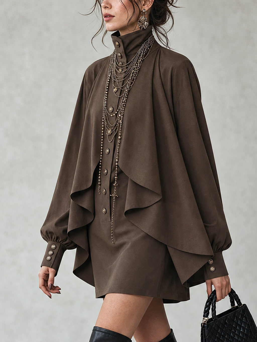 Élodie | Cape Detail Dress
