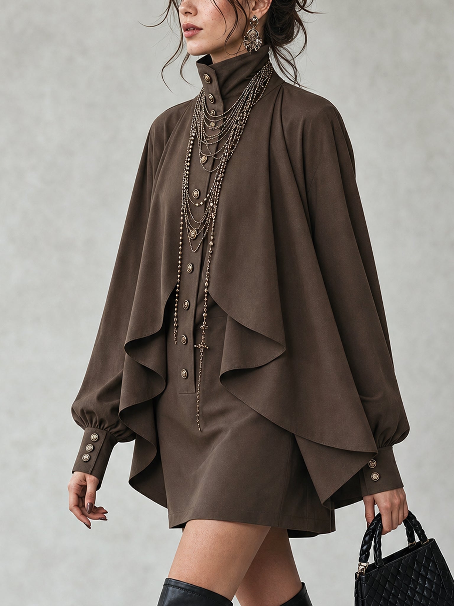 Élodie | Cape Detail Dress