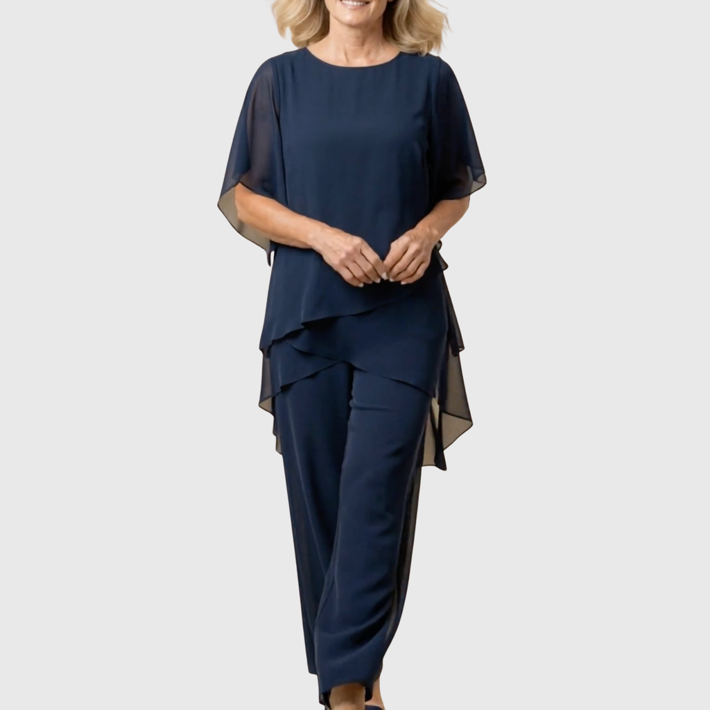 Linda™ | Suit with Draped Palazzo Pants