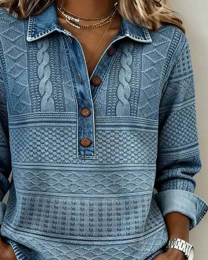 Azalea | Vintage Cable Knit Collared Jumper