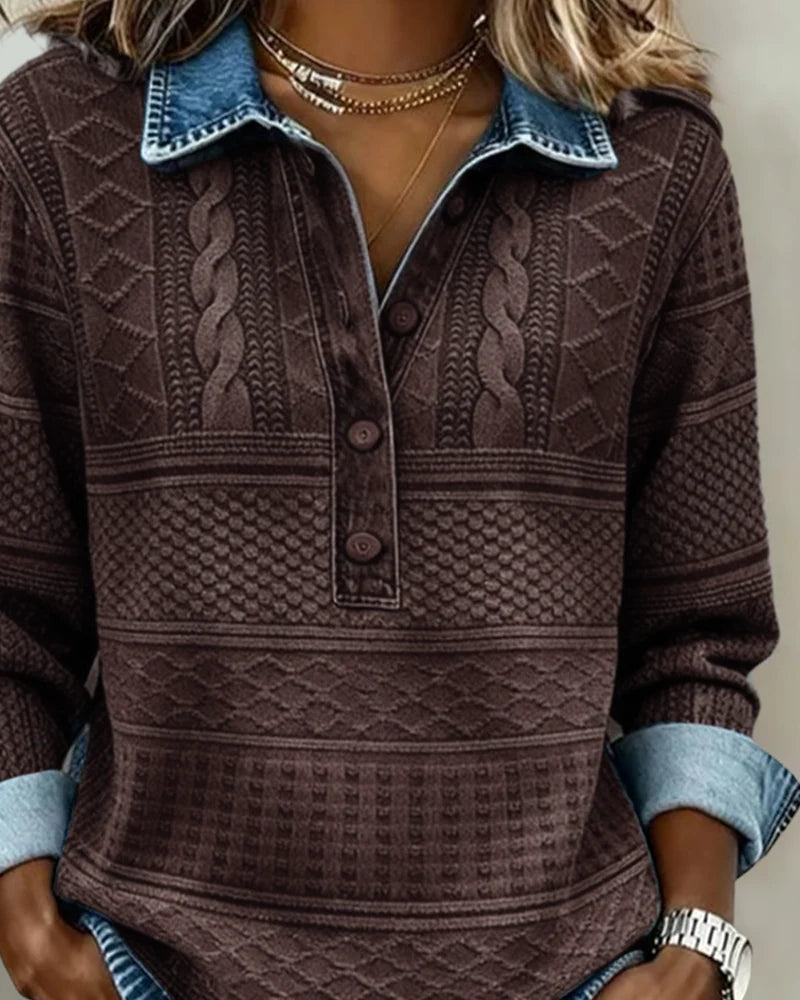 Azalea | Vintage Cable Knit Collared Jumper