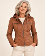 Clara | Elegant Hooded Moto Jacket