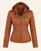Clara | Elegant Hooded Moto Jacket
