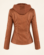 Clara | Elegant Hooded Moto Jacket