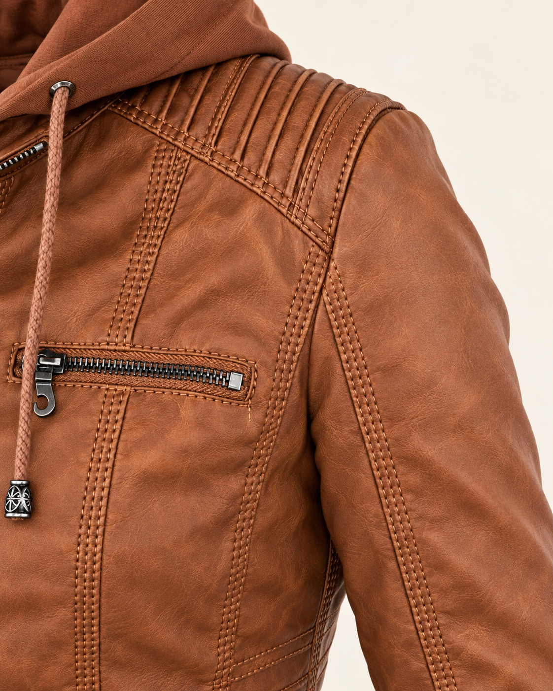 Clara | Elegant Hooded Moto Jacket