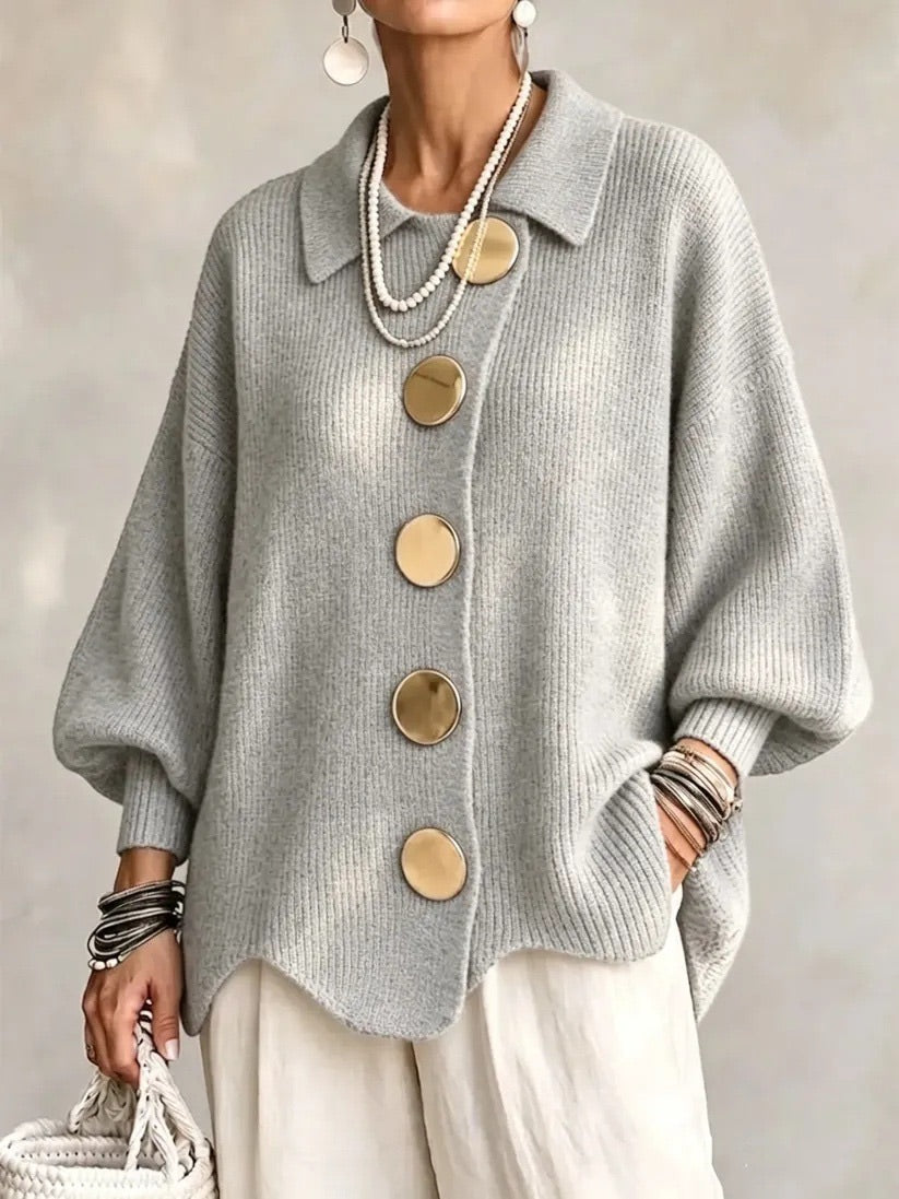 Women’s Oversized Collared Button Front Cardigan