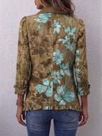 Sundara™ | Vintage Floral Ruffle Jacket with Boho Gradient Design