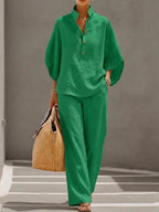 Mariel | Batwing Sleeve Suit with Wide-Leg Pants