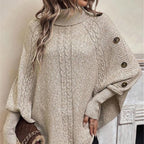 Camille | Elegant Asymmetric Turtleneck Cape Sweater