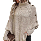 Camille | Elegant Asymmetric Turtleneck Cape Sweater