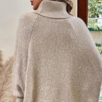 Camille | Elegant Asymmetric Turtleneck Cape Sweater