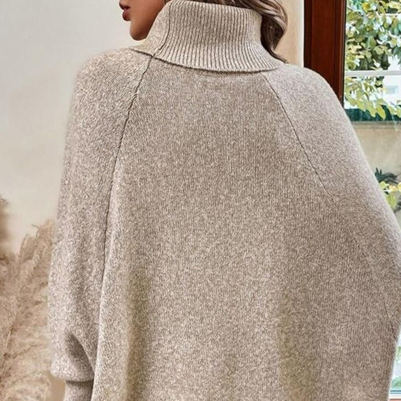 Camille | Elegant Asymmetric Turtleneck Cape Sweater