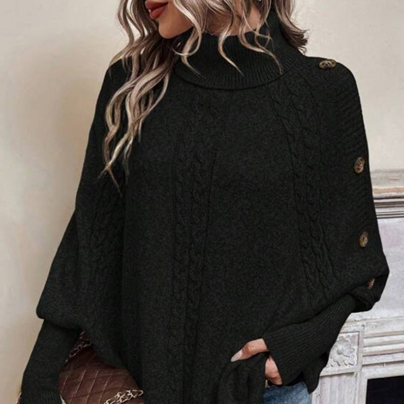 Camille | Elegant Asymmetric Turtleneck Cape Sweater