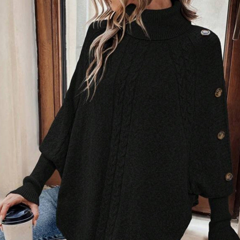 Camille | Elegant Asymmetric Turtleneck Cape Sweater