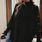 Camille | Elegant Asymmetric Turtleneck Cape Sweater