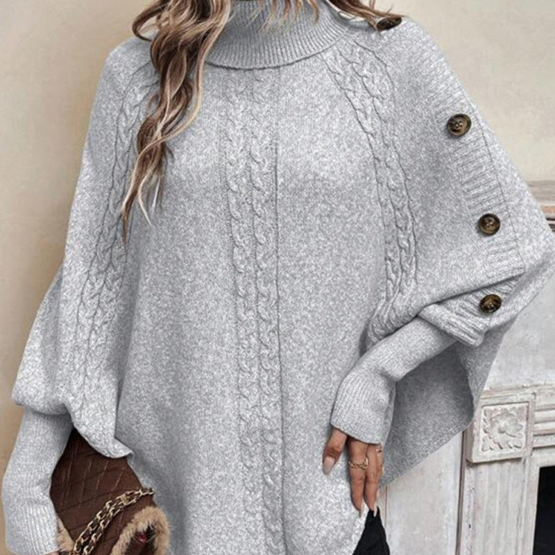 Camille | Elegant Asymmetric Turtleneck Cape Sweater
