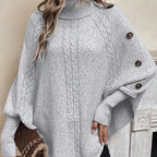 Camille | Elegant Asymmetric Turtleneck Cape Sweater