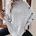 Camille | Elegant Asymmetric Turtleneck Cape Sweater