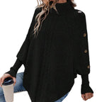 Camille | Elegant Asymmetric Turtleneck Cape Sweater